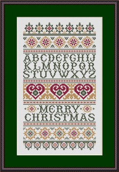 Merry Christmas Alphabet Sampler by Happiness Is Heartmade 22-1250