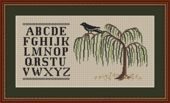 Crow On A Willow Tree AlphabetSampler by Happiness Is Heartmade 22-1245