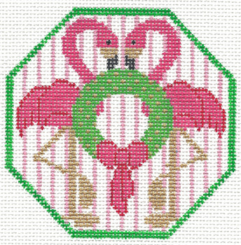 X47A Flamingos 3.5"x3.5" #18 mesh  Two Sisters Designs (Barbara Bergsten Designs)