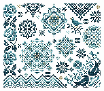 Bluebird Sampler 143w x 124h Shannon Christine Designs 22-2432 DD