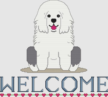 Old English Sheepdog - Welcome 186w x 167h DogShoppe Designs