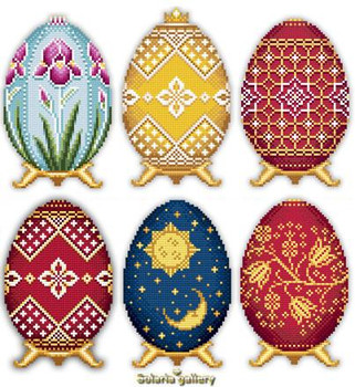 Easter Eggs in Faberge Style - Collection 3 49W x 76H each design Solaria Gallery
