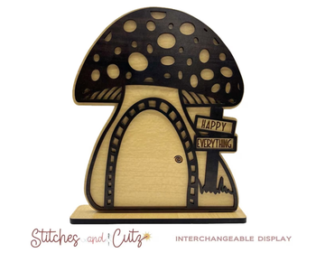 Gnome Mushroom House Interchangeable Display Includes Summer, Sailboat And 14 Count Wood Blanks StitchesandCutz