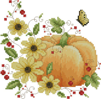 Autumn Pumpkin 83w x 83h Kitty And Me Designs