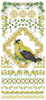 Bird Sampler Yellow Bird 89w x 197h Kitty And Me Designs