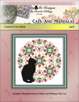 Cat And Mandala April 97 stitches square Kitty And Me Designs