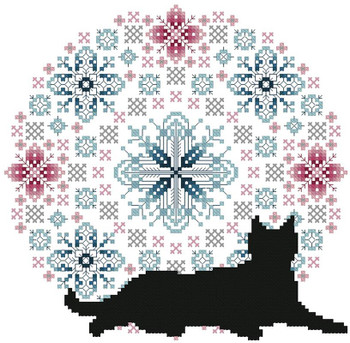 Cat And Mandala January 97 stitches square Kitty And Me Designs