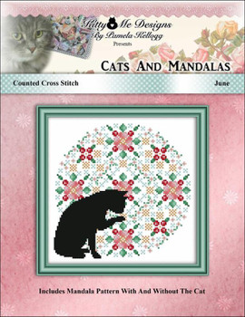 Cat And Mandala June 97 stitches square Kitty And Me Designs