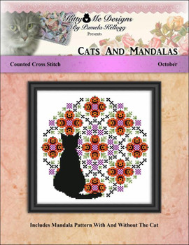 Cat And Mandala October 97 stitches square Kitty And Me Designs