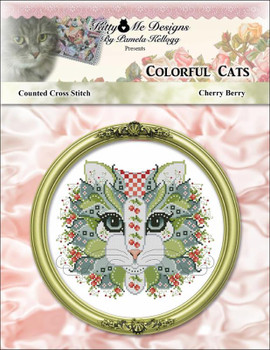 Colorful Cat Cherry Berry 113w x 98h Kitty And Me Designs