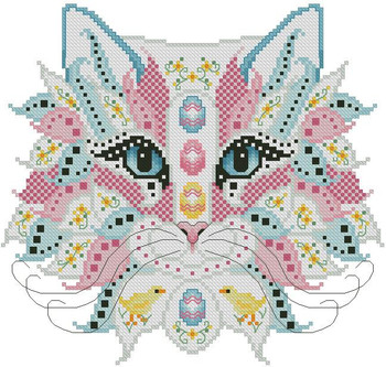Colorful Cat Easter 107w x 101h Kitty And Me Designs