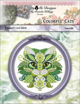 Colorful Cat Emerald 91 wide X 88 high Kitty And Me Designs