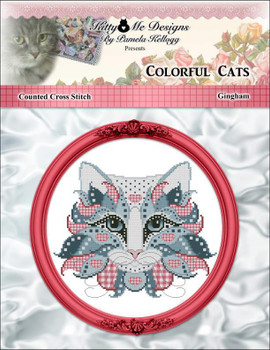 Colorful Cat Gingham 109w x 94h Kitty And Me Designs