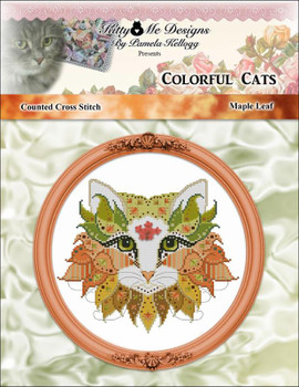 Colorful Cat Maple Leaf 115w x 104h Kitty And Me Designs