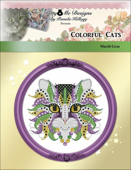 Colorful Cat Mardi Gras 101w x 90h Kitty And Me Designs