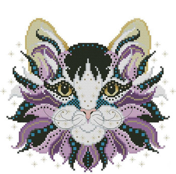 Colorful Cat Merlin 113w x 99h  Kitty And Me Designs