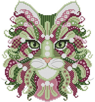 Colorful Cat Mistletoe 95 wide X 103 high Kitty And Me Designs