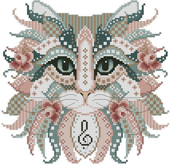 Colorful Cat Mozart 105w x 102h Kitty And Me Designs
