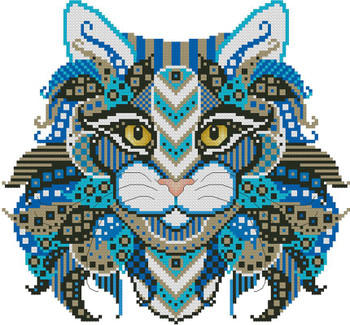 Colorful Cat Pharaoh 119 wide X 109 high Kitty And Me Designs