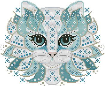 Colorful Cat Snowflake 117w x 96h Kitty And Me Designs