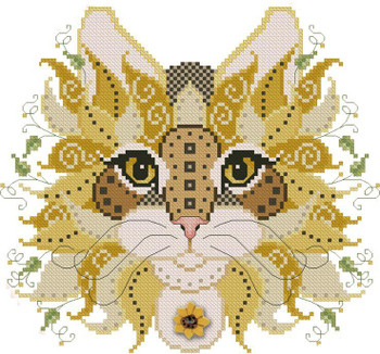 Colorful Cat Sunflower 103w x 94h Kitty And Me Designs