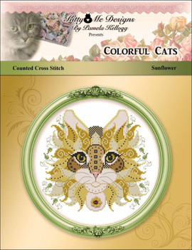 Colorful Cat Sunflower 103w x 94h Kitty And Me Designs