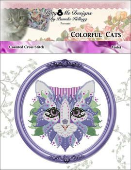 Colorful Cat Violet 93w x 98h Kitty And Me Designs