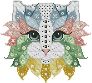 Colorful Cat Vivaldi 109w x 99h Kitty And Me Designs