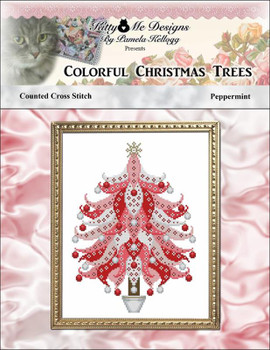 Colorful Christmas Tree Peppermint 99w x 132h  Kitty And Me Designs