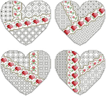 Crazy Blackwork Valentines 57w x 52h Kitty And Me Designs