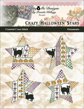 Crazy Halloween Stars Ornaments 55w x 53h Kitty And Me Designs