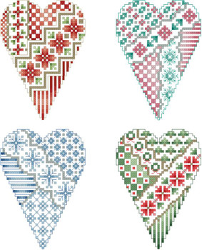 Crazy Heart Ornaments 41 wide X 57 high Kitty And Me Designs