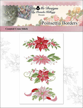 Poinsettia Borders 98w x 42h Kitty And Me Designs