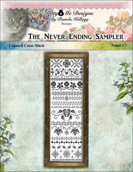 Never Ending Sampler Panel 3 84 wide X 252 high Kitty And Me Designs