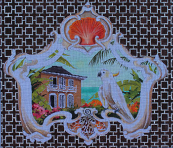 MC317 Tropical Scene w/Seashell Border 16 1/2x14 18 Mesh Colors of Praise