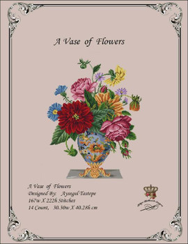 A Vase of Flowers-A  Antique Needlework Design