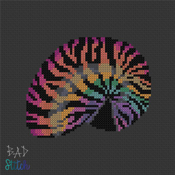 Rainbow Nautilus full cross stitches 67w x 56h BAD Stitch