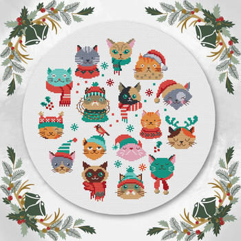 Meow-ry Christmas Artmishka Counted Cross Stitch Pattern