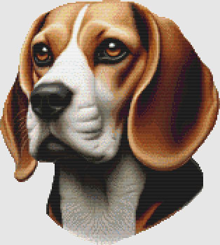 Beagle - Portrait III 157w x 175h only full stitches DogShoppe Designs