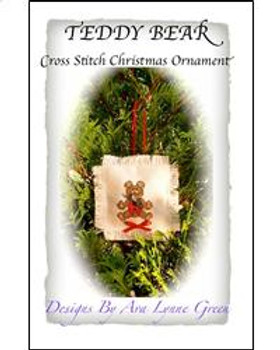 Teddy Bear Cross Stitch Christmas Ornament 4" x 4" Terri's Yarns and Crafts