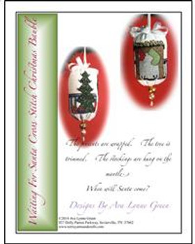 Waiting For Santa Cross Stitch Christmas Bauble 2.5" x 9" Shown Right Terri's Yarns and Crafts