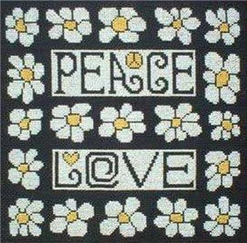 Peace, Love & Daisies 120 high and 120 wide The Stitcherhood 