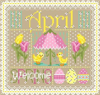 April Monthly Sampler 117 x 111 Sugar Stitches Design