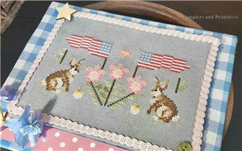 Patriotic Bunny Sample 83w x 41h Samplers and Primitives