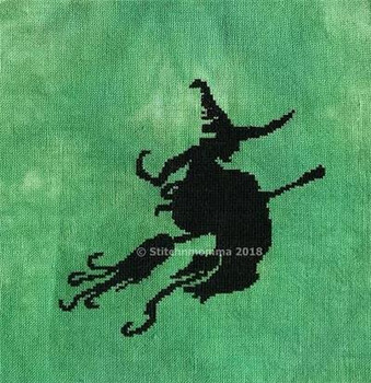 Flying Witch Silhouette 95 wide x 94 high Stitchnmomma