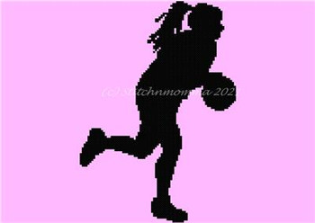 Female Basketball Player Silhouette #2 81w x 115h Stitchnmomma