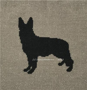 Dog Silhouette - German Shepherd 72w x 77h Stitchnmomma