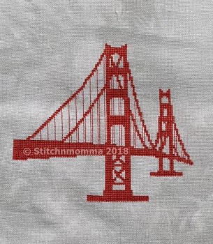 Golden Gate Bridge Silhouette 100 wide x 87 high Stitchnmomma
