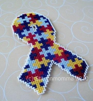 Autism Awareness Ribbon 38w x 58h Stitchnmomma