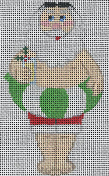 LL282 Labors Of Love Swimming Santa 18 Mesh 5" x 3"